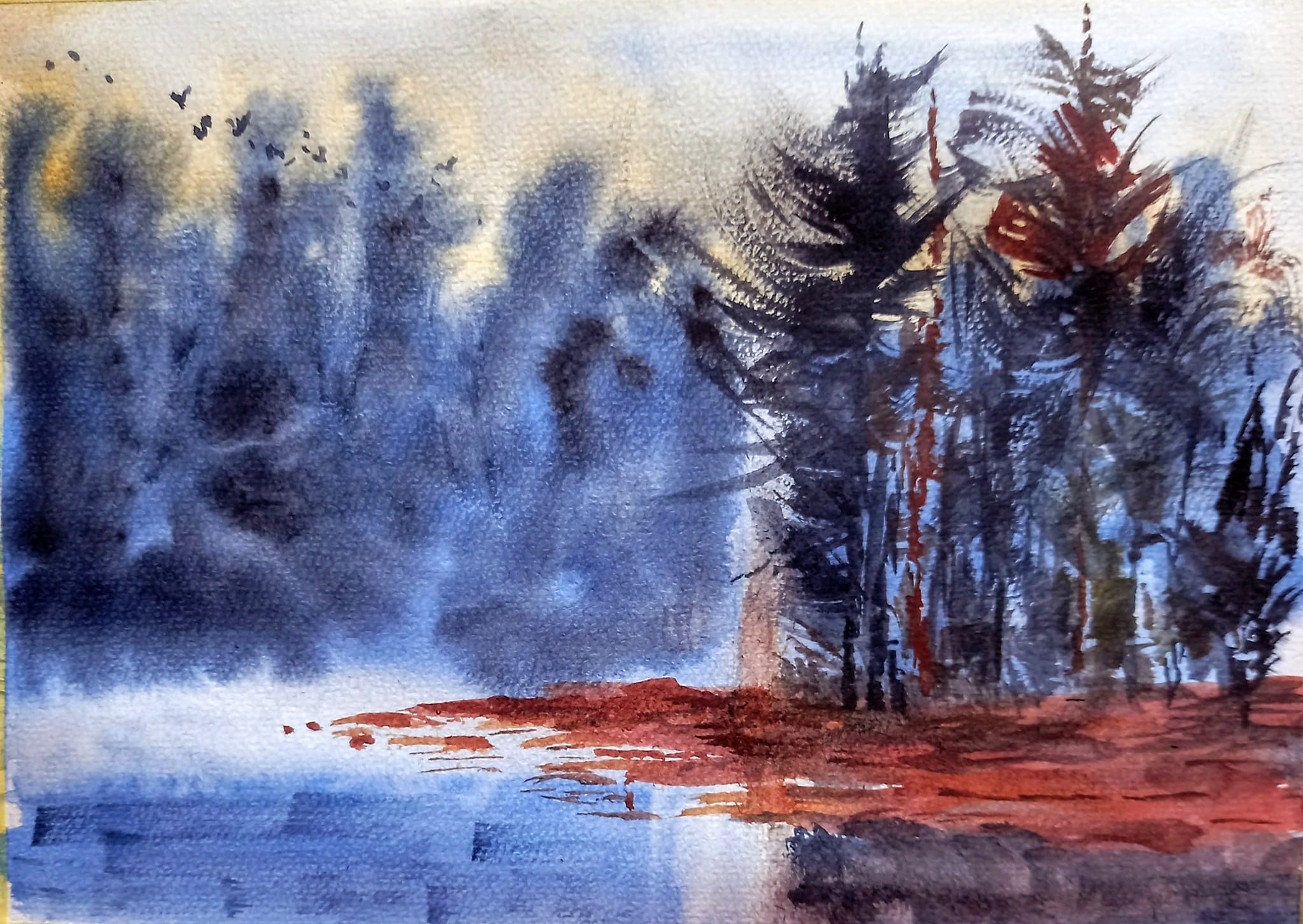 Lakeside Scene watercolor by Wiltrud D.