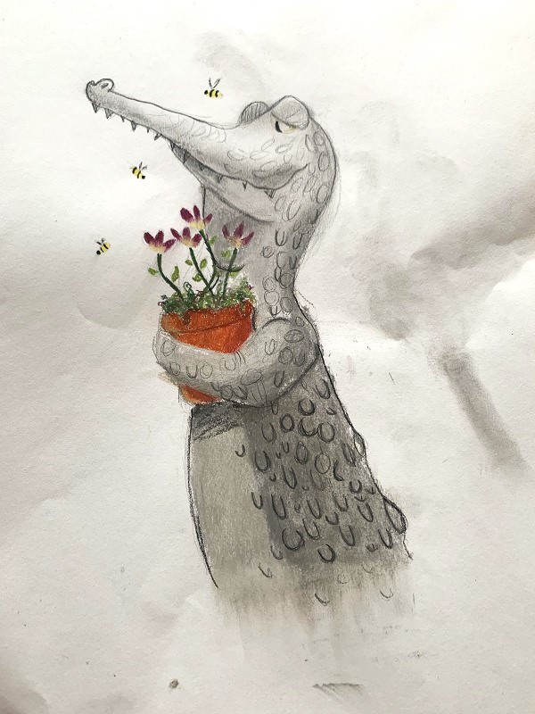 Crocodile drawing by Klara D.