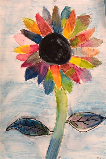 Colorful sunflower drawing by Klara D.